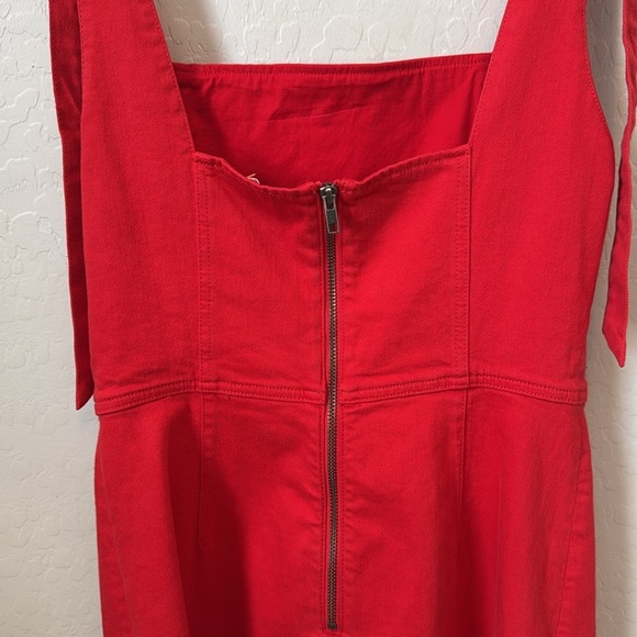 Alice + Olivia Maryann Denim Tie Shoulder Mini Dress Size 10 - Picture 5 of 9